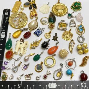 1 jpy pendant top charm 50 point summarize large amount set pearl CZ emerald ruby .... sculpture dragon /. etc. K18/SILVER/925 other stamp contains 