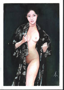 Art hand Auction 肉筆原画■ これが露天 伊 春峰 ■世界に一つのB4ボード25x36♪送料無料, 美術品, 絵画, 人物画