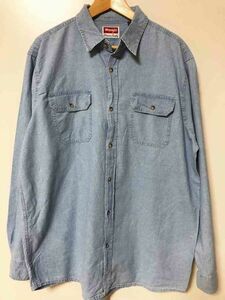 ☆Wrangler ラングラー デニムシャツ ブルー US古着【L】コットンシャツ　　　　　◆9109◆