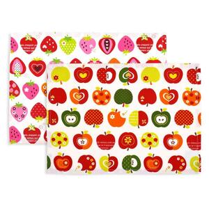 COLORFUL CANDY STYLE ランチョンマット 女の子 子供 布製 おしゃれ 給食 綿 2枚組 りんごといちごのスイートセット N3