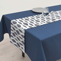 スタイルデコール(STYLE Decor) テーブルランナー・テーブルセンター (30cm×130cm) 綿100% リバーシブルタイプ ブルー_画像1