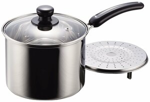  pearl metal NEW.... made of stainless steel glass cover attaching one hand combined use saucepan 18cm H-5871