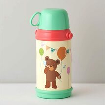 ドウシシャ 水筒 キッズボトル 2WAY こども水筒 600ml くま グリーン_画像3