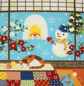  circle all furoshiki cotton furoshiki ...... winter scenery approximately 50×50cm