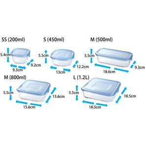 iwaki(イワキ) 耐熱ガラス 保存容器 アクアブルー 角型 M 800ml ×4個セット パック&レンジ KBC3247BLNの画像7