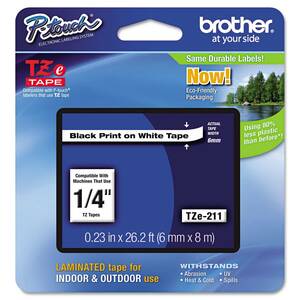 [brother original ]pi- Touch laminate tape TZe-211 width 6mm ( black character / white )