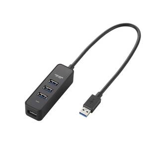 エレコム USB3.0 ハブ 4ポート バスパワー マグネット付 ブラック MacBook / Surface Pro / Chromebook