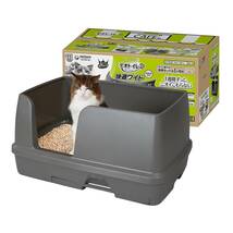 デオトイレ 猫用 トイレ 快適ワイド 本体セット モカグレー おしっこ ペット用品 ユニチャーム_画像1