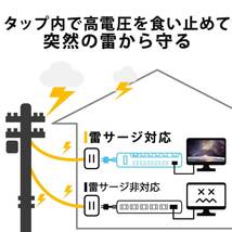 エレコム 電源タップ 雷ガード 個別スイッチ ほこりシャッター付 6個口 木目調 1m ウォルナット ECT-1310W_画像7