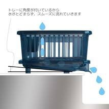 サンコープラスチック 日本製 水切りかご 皿立て水切り 流 No.1 縦型 箸立て付き ネイビーブルー_画像4