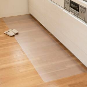 オカ(OKA) 透明 キッチンマット 60×240cm 1mm厚 拭ける PVC クリア 床暖房対応 保護マット エンボス加工 カット可