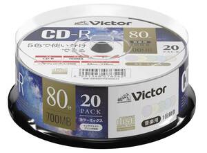 ビクター Victor 音楽用 CDR 80分 20枚 カラーMIXプリンタブル AR80FPX20SJ1