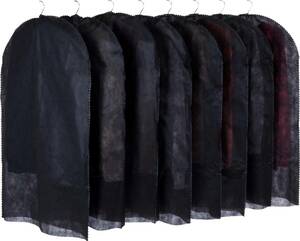 アストロ 衣類カバー ブラック フリル調 ショートサイズ 8枚組 洋服カバー 両面不織布 スーツカバー カット可能 605-14