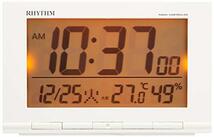 リズム(RHYTHM) 目覚まし時計 電波時計 温度計・湿度計付き フィットウェーブD193 白 9.3×14.5×4.1cm 8RZ193SR_画像3