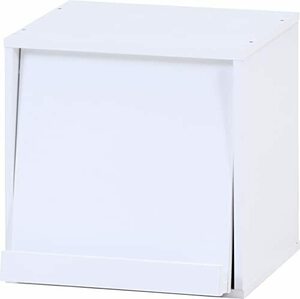 不二貿易 キューブボックス フラップ扉 幅34.5×奥行35×高さ34.5cm ホワイト 収納 組み合わせ自由 99894