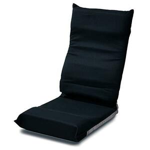 [山善] 座椅子 コンパクト (幅43cm) 折りたたみ ハイバック 6段階リクライニング お尻がズレにくい 背もたれカーブ (腰サポート) ブラック