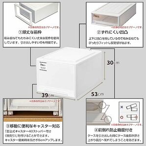 天馬 衣装ケース フィッツケース クローゼット用 L-53 ホワイト 幅39×奥行53×高さ30cmの画像8