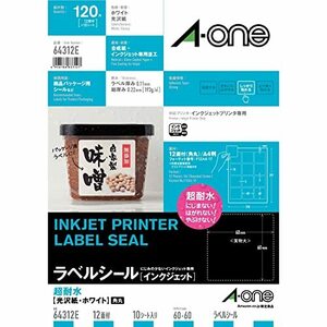  A-one label seal ink-jet super water-proof lustre paper 12 surface angle circle 10 seat 64312E