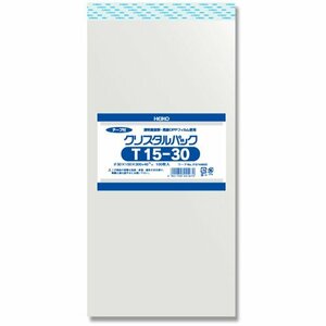 ヘイコー 透明 OPP袋 クリスタルパック テープ付 15×30cm 100枚 T15-30