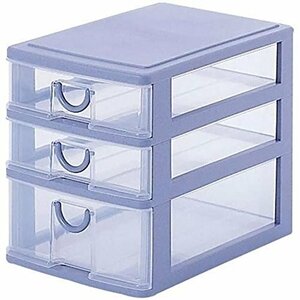  sun ko- plastic small articles storage 3 step L pis width 18.2× inside 26.5× height 21.8cm Stone blue 