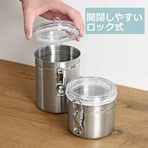 パール金属 保存容器 キャニスター 瓶 880ml 18-8 ステンレス製 ロック式 透明蓋 コーヒー豆 サティーナ HB-6533_画像4