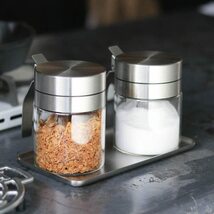 ダルトン(Dulton) スジャー ウィズ スプーン 300ml 美味しい塩梅を創り出すスプーン付きジャー ワンタッチ ふた付き 調味料入れ 保_画像3