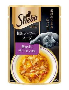 シーバ (Sheba) キャットフード アミューズ 贅沢シーフードスープ 蟹かま、サーモン添え 40グラム (x 12) (まとめ買い)