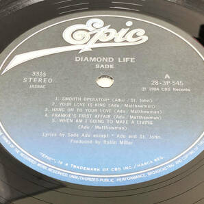 【レコード】 LP盤 シャーデー ダイヤモンド・ライフ SADE DIAMOND LIFEの画像3