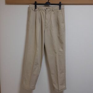 DOCKERS 2タックチノパン 裾ダブル W33 ベージュ 綿 ドッカーズ コットン チノパン ボトムス アメカジ 古着