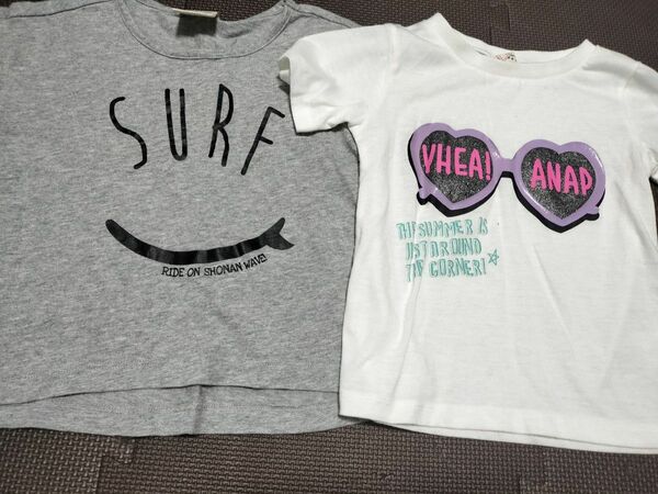 used キッズ Tシャツ anap surf プリントTシャツ 半袖Tシャツ 100dサイズ 110サイズ