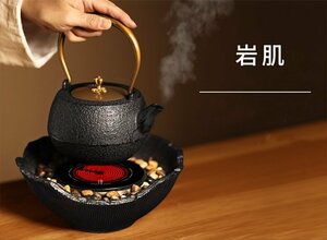 新品　鉄瓶　砂鉄　南部鉄器　鉄製　茶道具　岩肌　やかん　和食器　大容量　1.4L　直火　IH対応　おまけ4点セット　219