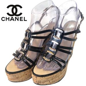 【全国送料無料】CHANEL シャネル ココチャーム ウェッジソール サンダル