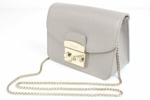 FURLA フルラ ミニ メトロポリス チェーン ショルダーバッグ グレージュ 金具 ゴールド