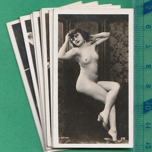 戦前カード2■フランス/美人■美人 ヌード 9枚 ★1920年代頃/裸婦/ピクトリアリズム/タバコカード？の画像1