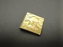 A14　日本刀装具　二重はばき　日の出の図　金工品　透　銅製　ハバキ　重さ34G　刀剣美術_画像1