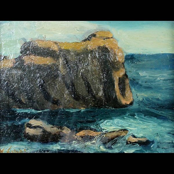 ｡◆ ◆ Travail authentique garanti Katsuyuki Nabei Kishu Gobo Coast Peinture ancienne, peinture sur panneau, peinture à l'huile peinte à la main [C247] PO/24, 1 tours/OD/(100), Peinture, Peinture à l'huile, Nature, Peinture de paysage