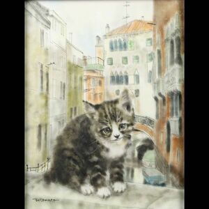 Art hand Auction ｡◆ ◆ Authenticity Guaranteed Chuichiro Takemura Cat Hand-painted oil painting No. 6 T[R110.2]QP2/24.2/SI/(120), painting, oil painting, animal drawing