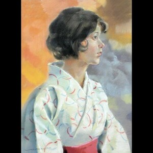 Art hand Auction ｡◆ ◆ Authenticité garantie Fumio Akaishi Peinture de figurines Peinture manuscrite au pastel n° 6 T[D98]OV/23.12/HB/(160), ouvrages d'art, peinture, peinture au pastel, dessin au crayon