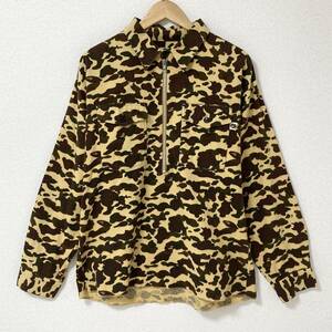 90s 初期 A BATHING APE サルカモ プリントネル ハーフジップ 長袖シャツ Lサイズ 迷彩 カモフラ アベイシングエイプ NIGO archive 3010225