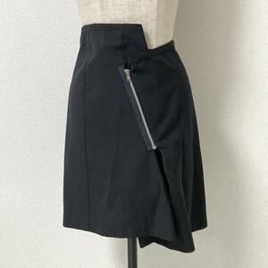 90s COMME des GARCONS ずらし ジップ タイト ミニ スカート ブラック 黒 Sサイズ コムデギャルソン ラップ 巻き VINTAGE archive 4010349