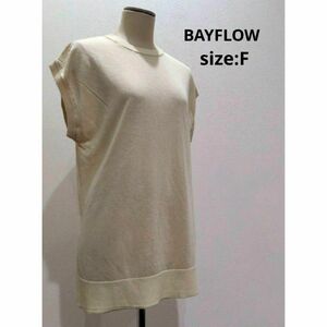 BAYFLOW シアーニット フレンチスリーブ サイドスリット チュニック丈