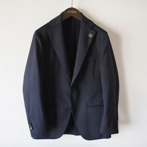 美品 ’18年モデル 44 新品ブートニエール付 LARDINI DARK NAVY SUIT WOOL 100% ラルディーニ セットアップ スーツ ネイビー 濃紺 新ロゴの画像2