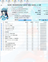 HDD ６TB Western Digital WD60EZAZ　ハードディスク　①　使用時間347時間_画像2