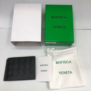 美品 BOTTEGA VENETA イントレチャート マネークリップ レザーウォレット 二つ折り財布 ブラック 黒 592626 VCPQ4 SS-190541