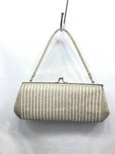  total beads beads bag 2way clutch bag handbag bulrush . stripe white x ivory beads embroidery 24040302