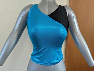  cozy p running woman rhythmic sports gymnastics artistic gymnastics Dance Leotard tops Cross back lame cloth light blue / black size L