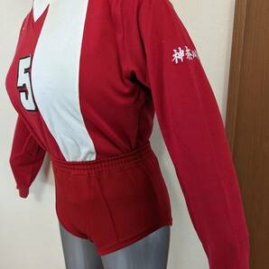 神奈川県住吉高校 アシックス レコーダー 女子バレーボールユニフォーム 赤/白 サイズ上L程度/下L #5の画像5