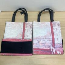 KAKO UNO 宇野かこ 個展 グッズ トートバッグ バッグ 32×26.5×14.5cm 2点セット ローズレッド 未使用(3-2)①_画像2