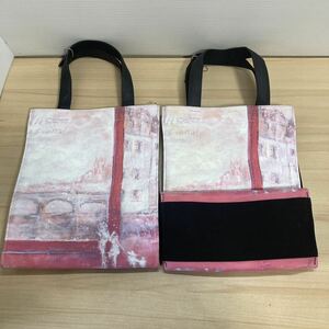 1円スタート KAKO UNO 宇野かこ 個展 グッズ トートバッグ バッグ 32×26.5×14.5cm 2点セット ローズレッド 未使用(6-1)