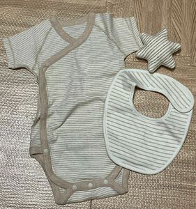 [ новый товар не использовался ]MUJI Muji Ryohin органический хлопок детская одежда комплект передний открытие рождение подготовка детское нижнее белье боди нагрудник слюнявчик 